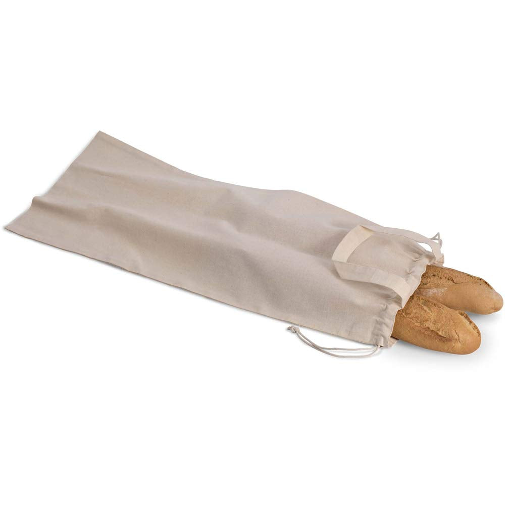 Brotbeutel Bio Baumwolle GOTS – Baguette Beutel mit Kordelzug & Henkeln – Wiederverwendbarer Brotsac