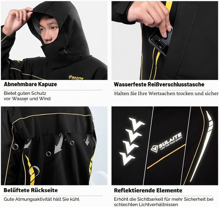 Lixada Wasserdichter Motorrad-Regenanzug für Männer und Frauen, Radfahren, Regenbekleidung, Jacke un