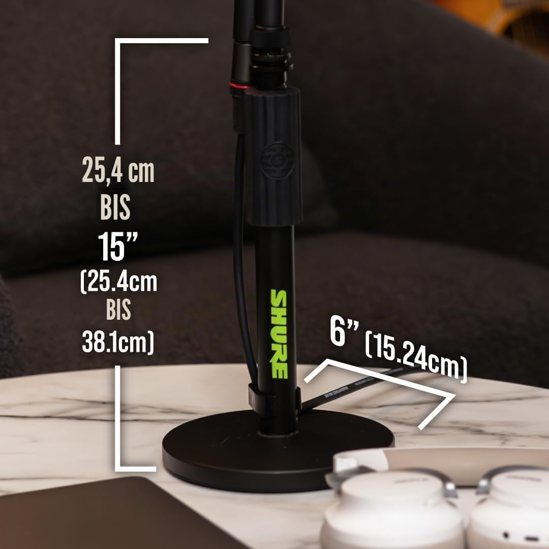 Shure by Gator Höhenverstellbarer Desktop-Mikrofonständer mit 6"-Rundsockel, schwarz (SH-DESKTOP1),