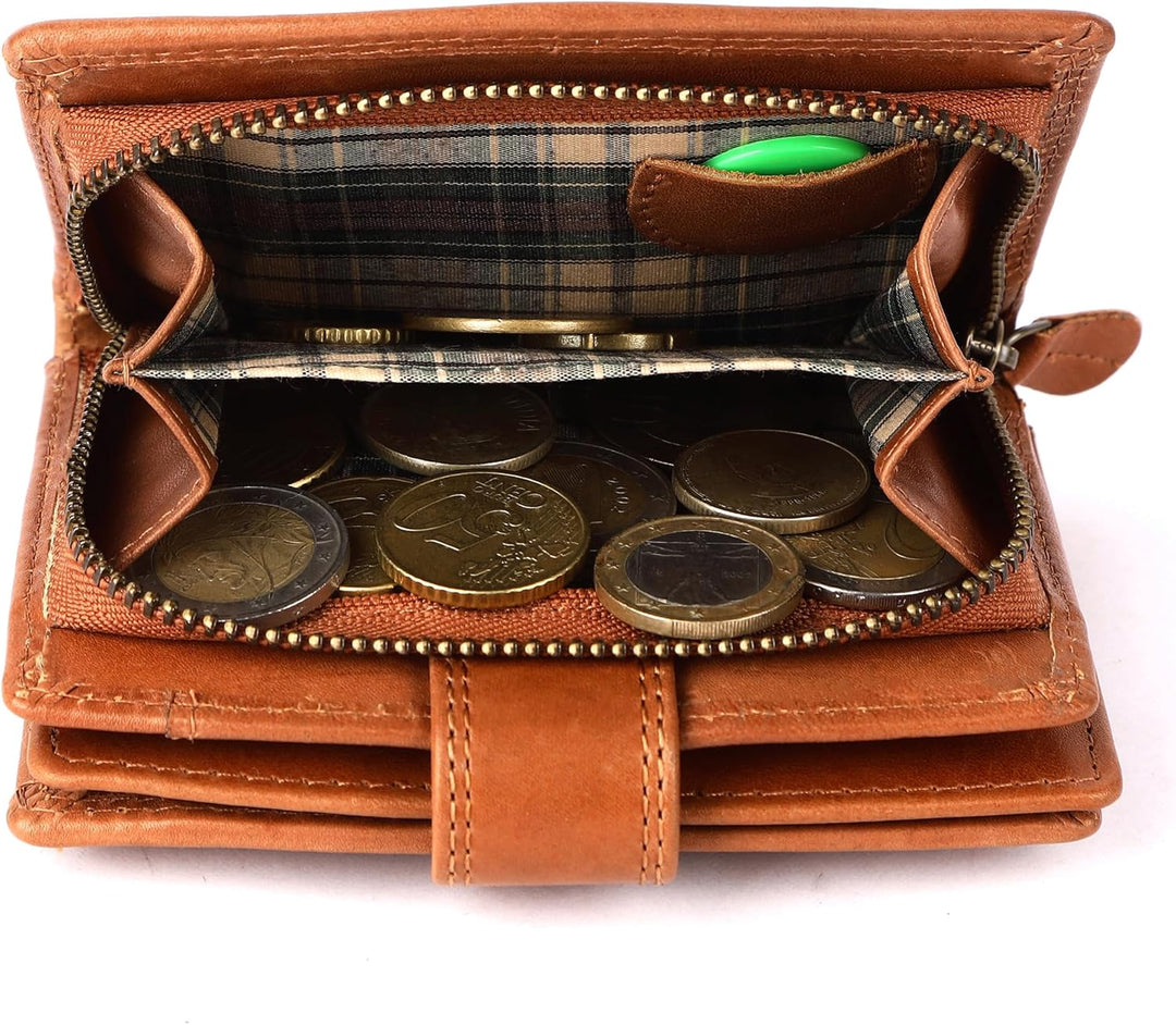 Benthill Geldbörse Damen Echt Leder | Portemonnaie Klein mit RFID Schutz | Kleiner Geldbeutel mit vi