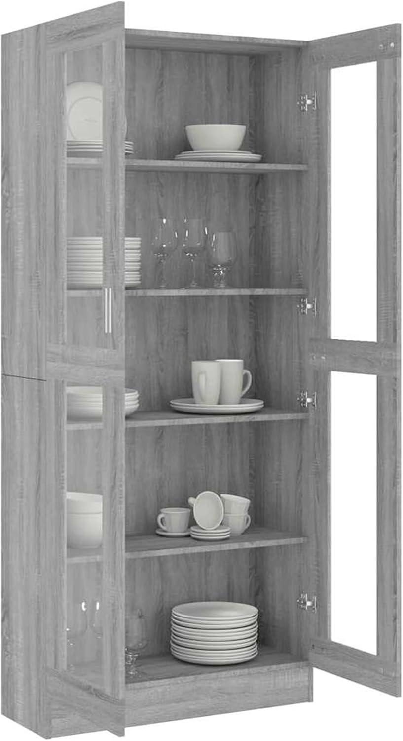 Vitrinenschrank Bücherschrank Aktenschrank Vitrine Schrank Büroschrank Standvitrine mit 5 Fächern Bü