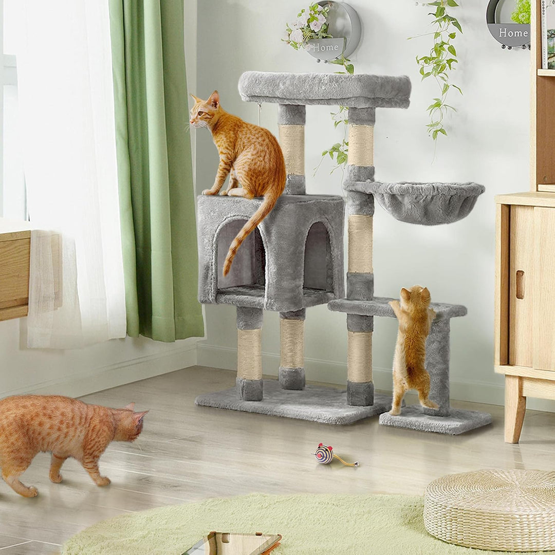 Yaheetech Kratzbaum 96 cm hoch Katzenbaum Kletterbaum für Katzen, mit Plattform Katzenhöhle Korb Sis