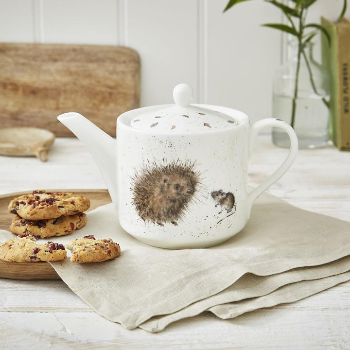 RW WN4090-XT Royal Worcester Wrendale Designs China One Pint Teekanne Igel und Maus, Keramik, Weiss
