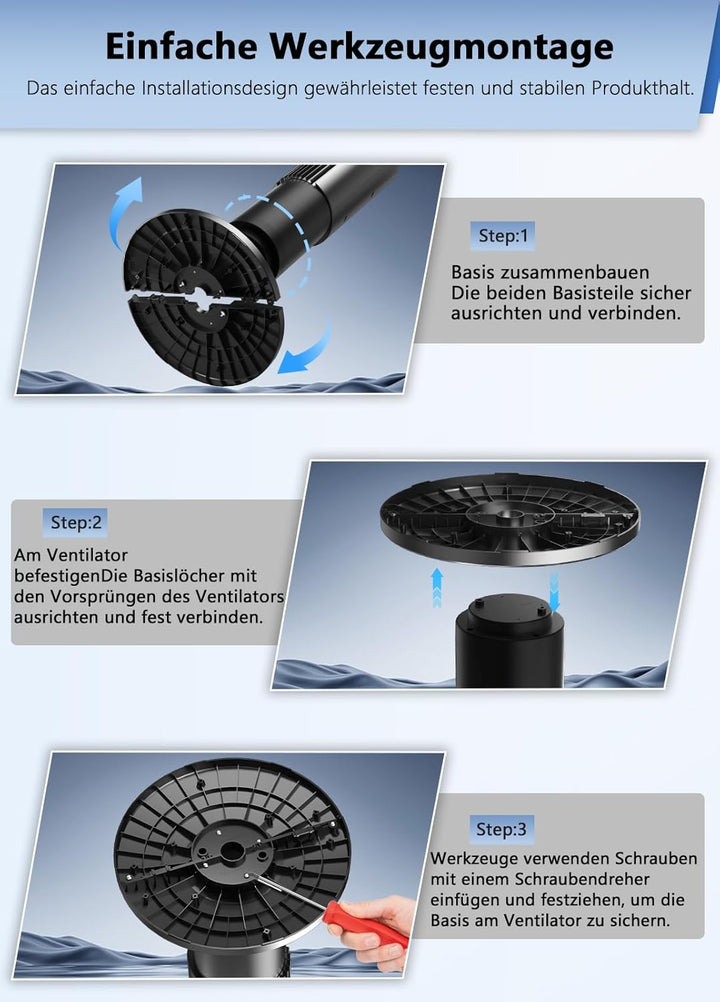26dB Leiser Turmventilator, 110 cm Flügelloser Turmventilator, 7,8 m/s Luftstrom, 3 Geschwindigkeite