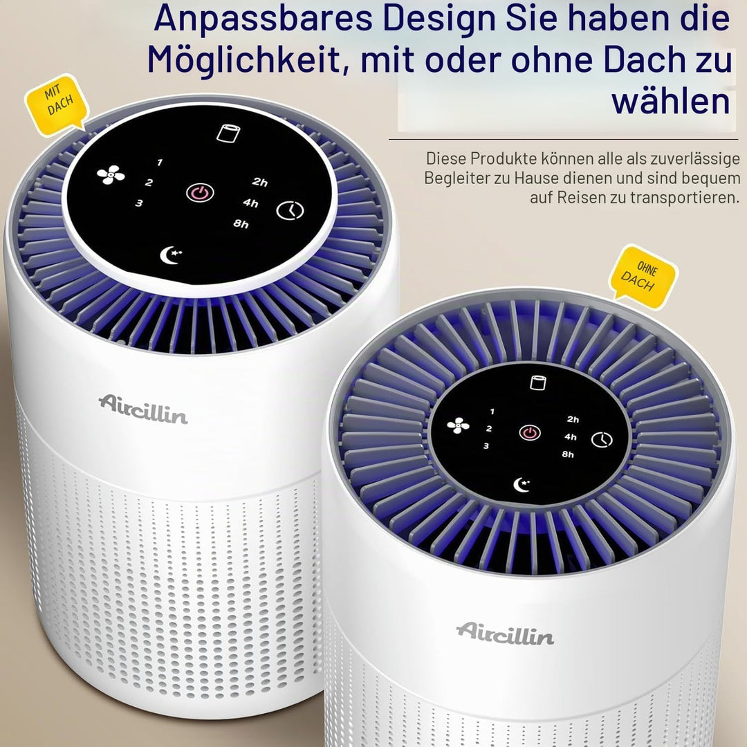 Aircillin 2 Stück Luftreiniger für Allergiker mit 4-Stufig H13 HEPA Filter, 765 Sq Ft Abdeckung Max,