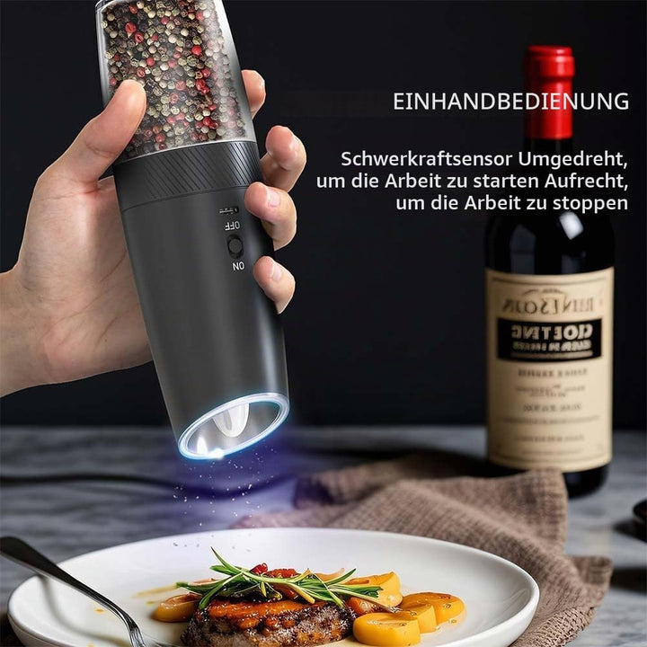 HOTUT Gravity Elektrisches Salz und Pfeffermühlen Set, 2er Elektrisch Gewürzmühlen Salzmühle, USB-C
