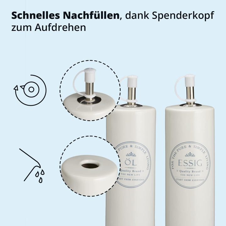 KHG Menage Set, Öl- & Essig-Spender Salz- & Pfefferstreuer, Öl Essig Dosierer, Salz & Pfeffer Streue