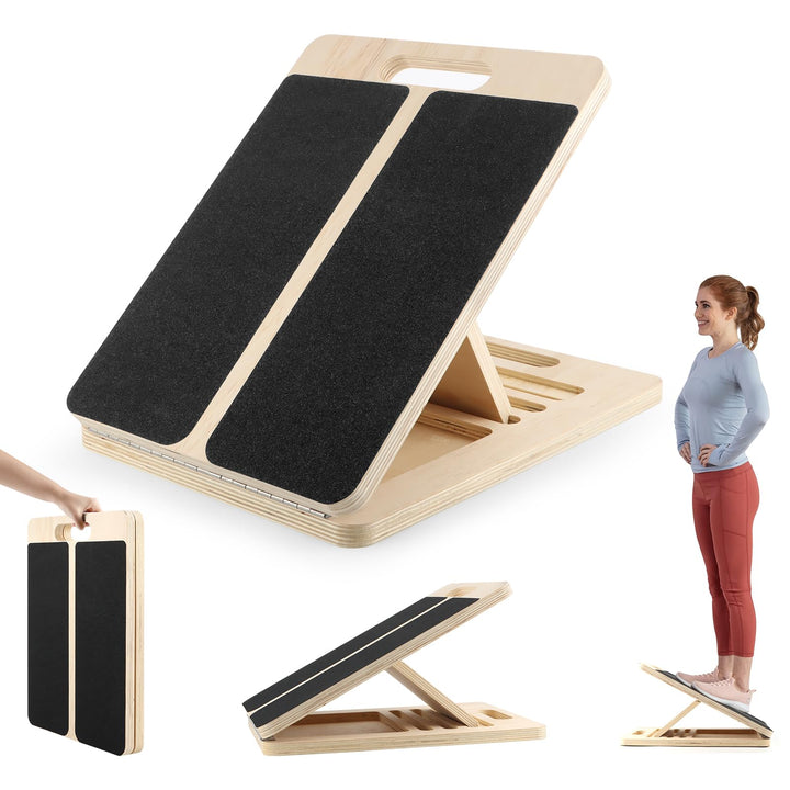 Balance Board aus Holz, Wadendehner aus Holz Einstellbarem, Rutschfestes Schrägbrett, Professionelle
