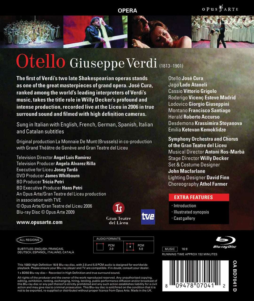 Verdi: Otello (Gran Teatre del Liceu), Blu-ray