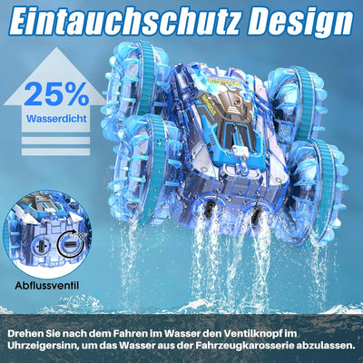 AmazeFun Amphibienfahrzeug Ferngesteuertes Auto ab 4 5 6 7 8 9 Jahre 4WD 360° RC Auto Indoor & Outdo