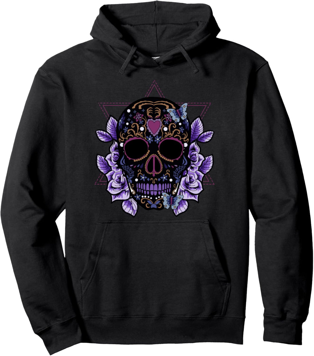 Flowery Skull Dia De Los Muertos Awesome Day Of The Dead Pullover Hoodie