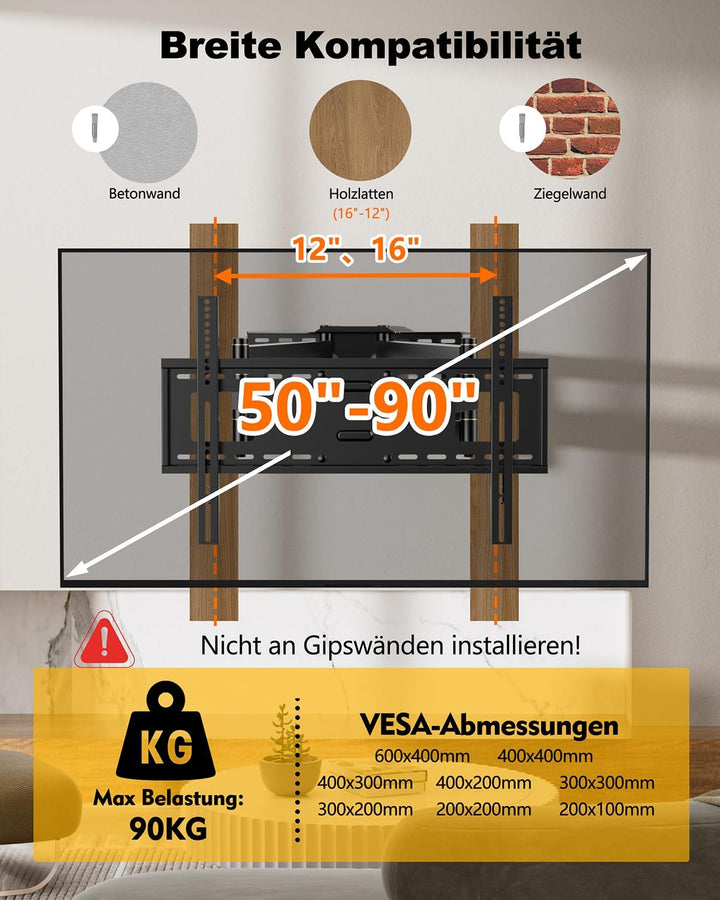 FORGING MOUNT TV Wandhalterung mit 109cm Langer Reichweite Doppelter Gelenkarm Voll Bewegung Neigbar