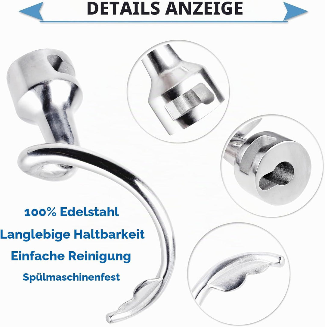 Spiralknethaken Edelstahl für KitchenAid 4,5–5 Quart Mittelgrosse Küchenmaschinen mit kippbarem Moto