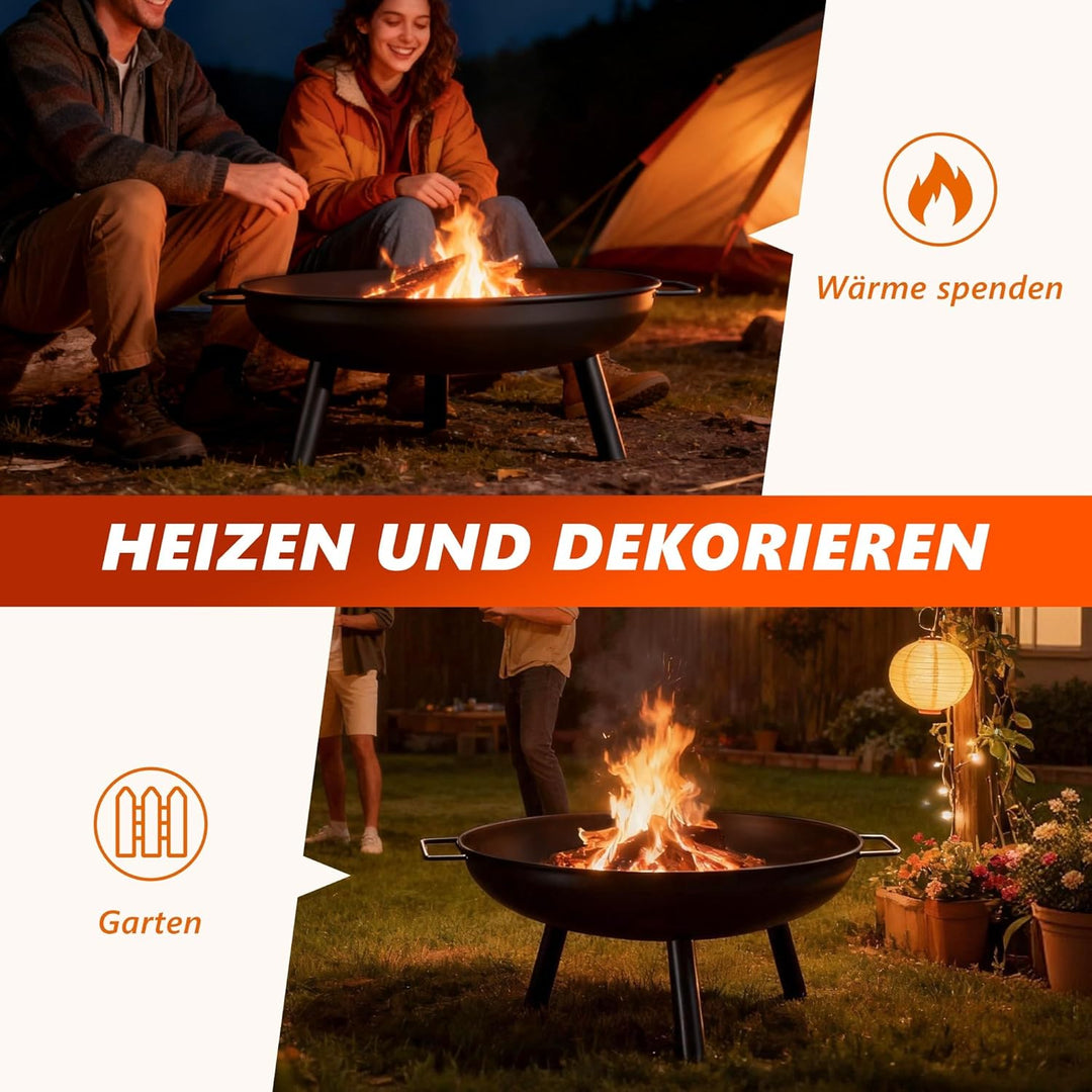Feuerschale Feuerschalen für den Garten - Feuerstelle Ø 58 cm mit 43 cm Schürhaken - Feuerkorb mit 2