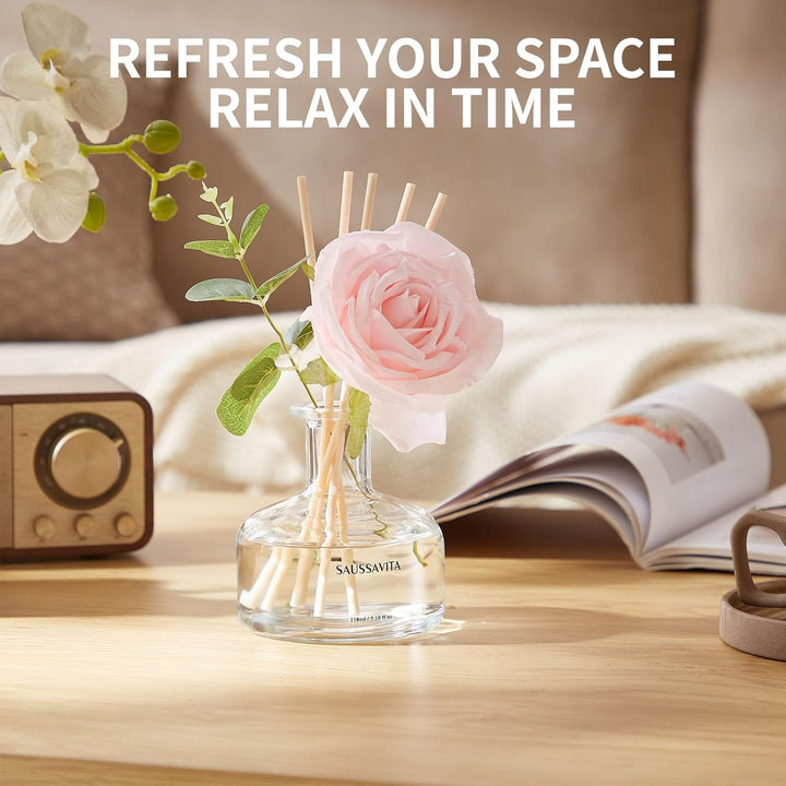 Blume Raumduft Diffuser 120 Tage Rose Duft für Badezimmer Deko, Natürlich und Langanhaltend Aroma Di