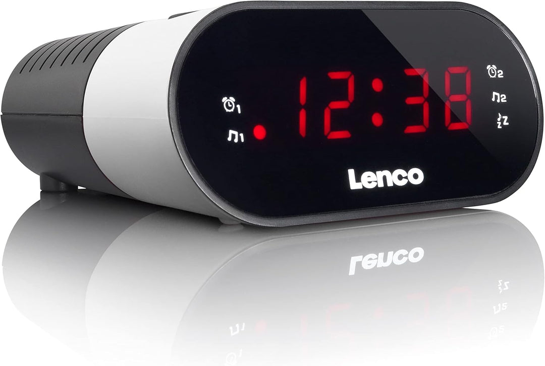 Lenco Radiowecker CR-07 mit LED-Display, 2 Weckzeiten, Dual Alarm, Sleeptimer, Schlummerfunktion, in