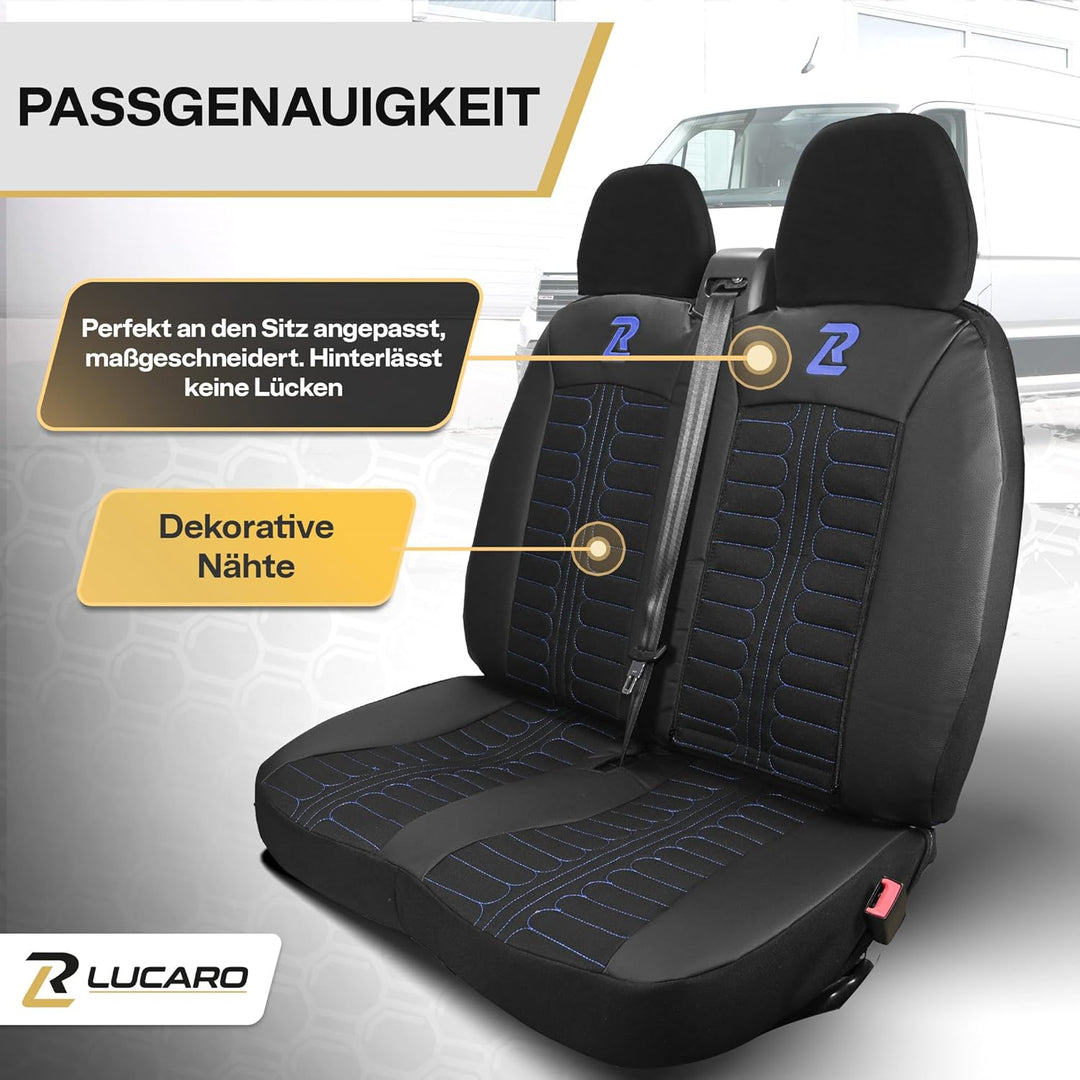 LUCARO Sitzbezüge Auto Tornado für FIAT Ducato, Peugeot Boxer, Citroen Jumper, Opel Movano C, RAM Pr