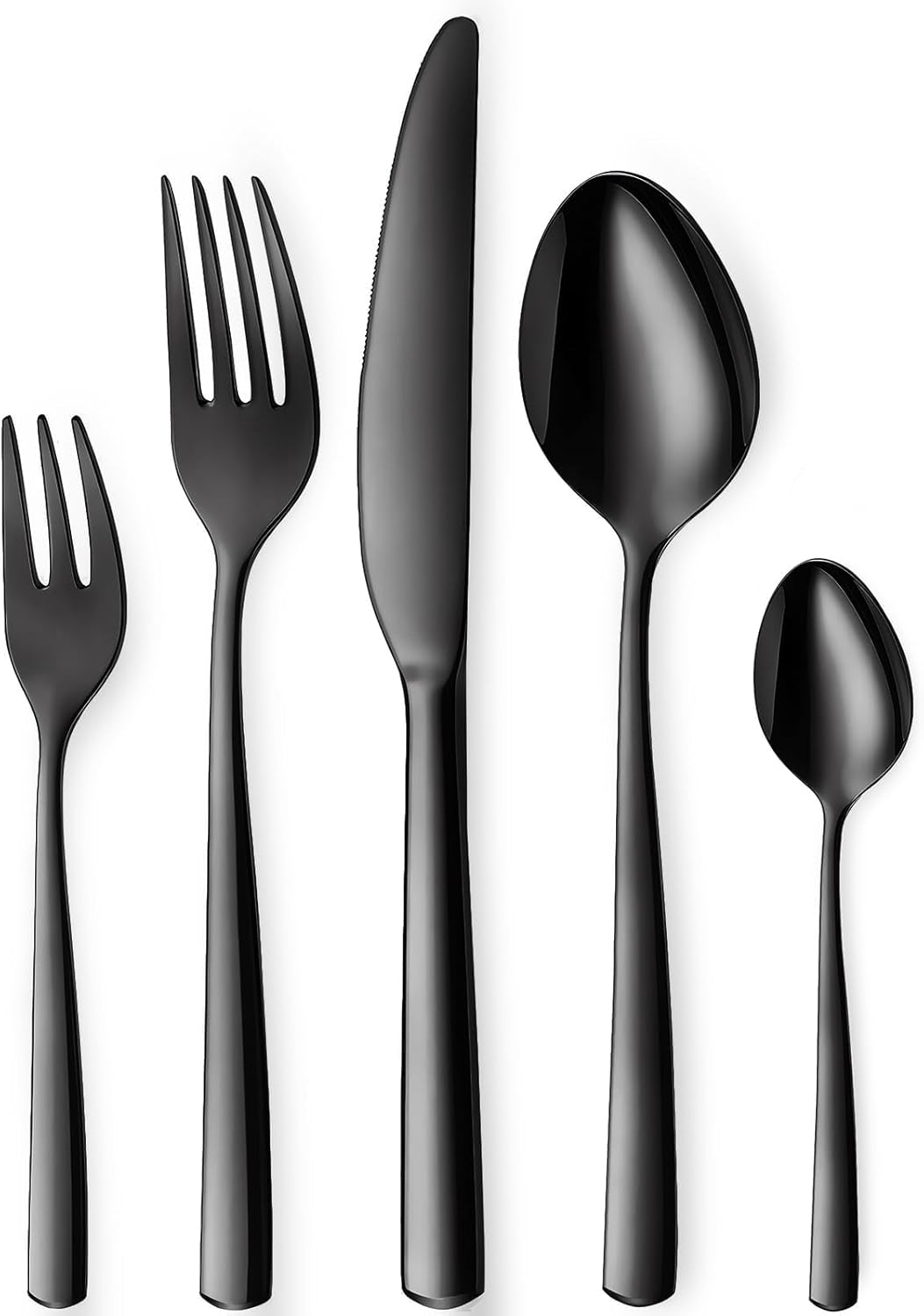 Schwarz Besteck Set 6 Personen, 30-teilig Edelstahl Besteck Schwarz, Schwarzes Besteck Set mit Messe