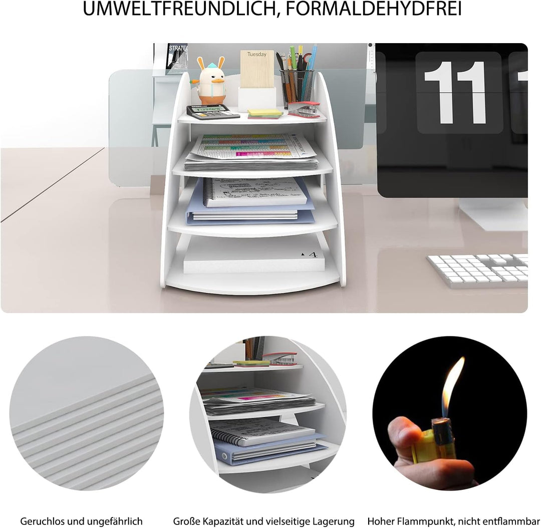 PUNCIA Dokumentenablage A4 Briefablage 4 Ablagefächer PVC Schreibtisch Datei Organizer Papierablage