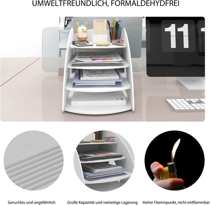 PUNCIA Dokumentenablage A4 Briefablage 4 Ablagefächer PVC Schreibtisch Datei Organizer Papierablage