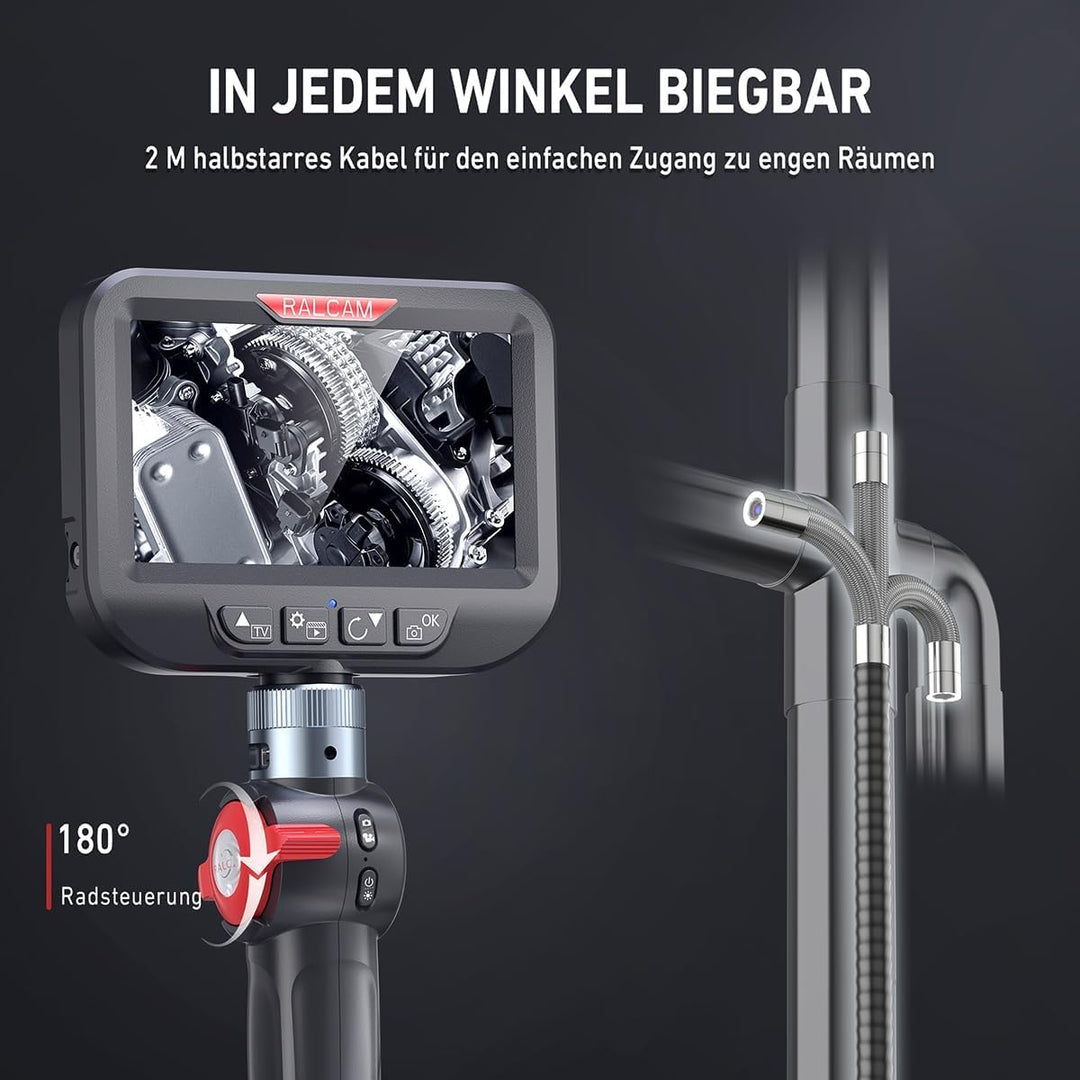 Ralcam Endoskopkamera mit Licht Endoscope Camera - Endoskop 8,5 mm Inspektionskamera 4,3" HD 1080P R