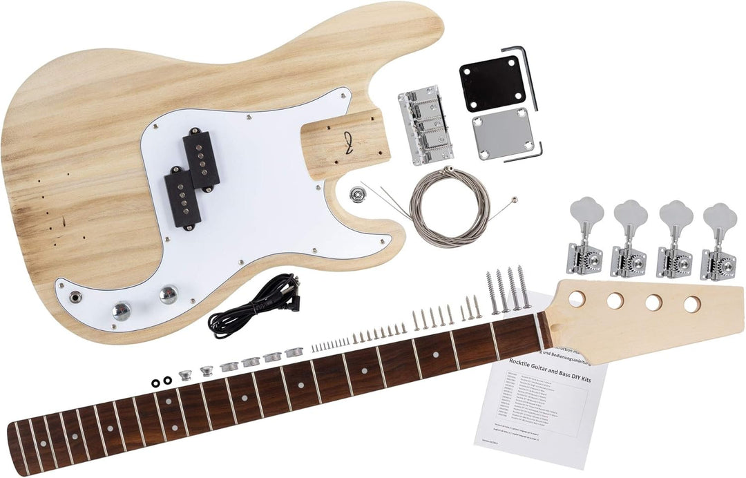 Rocktile DIY PB Bausatz E-Bass - "Do-it-yourself" Bausatz PB-Style - Korpus: Paulownia - Hals: Ahorn