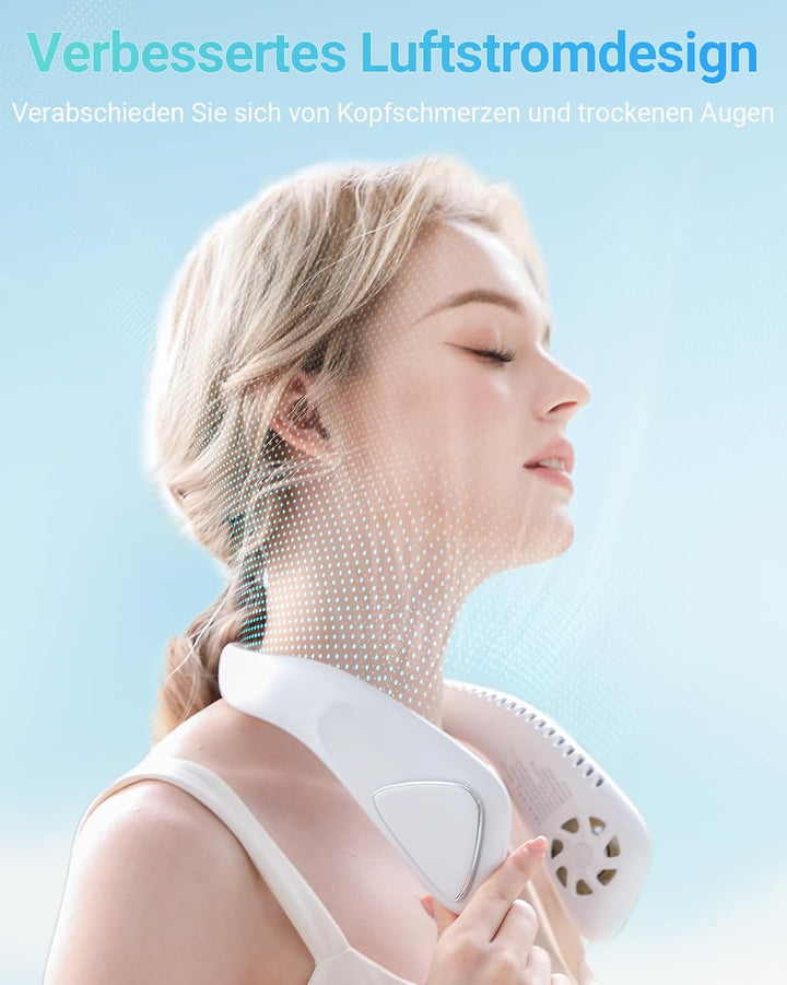 Jialexin Tragbarer Nackenventilator, Hals Ventilator Wiederaufladbar mit 6000mah, Persönlicher Venti