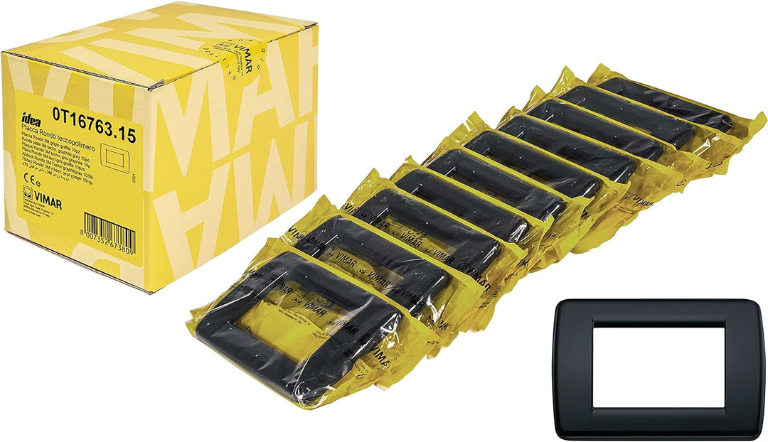 Vimar Idea 0T16763.15 Rondò 3 Module Technopolymer, 10 Stück, graphitgrau