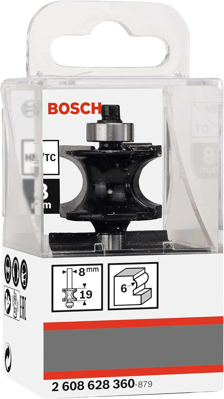 Bosch Professional 1x Halbstabfräser Standard for Wood (für Holz, Radius 6mm, Arbeitslänge 18.6mm, Ø