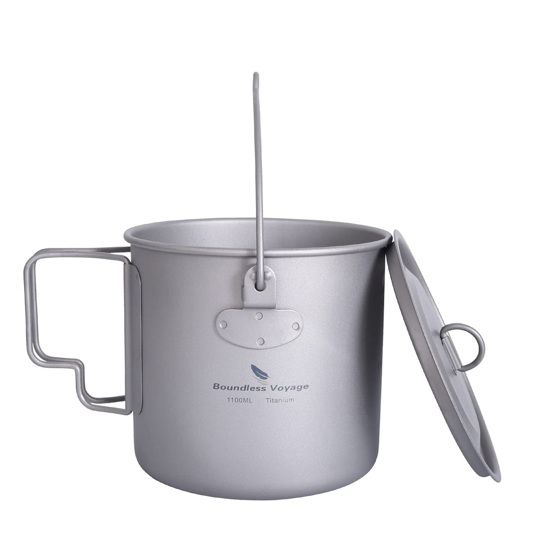 iBasingo Titan Topf Camping Becher 750ml/900ml/1100ml/1250ml Hängetopf Leichtes Kochgeschirr Tragbar