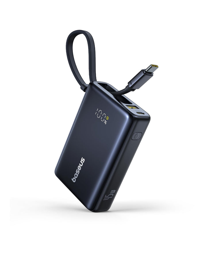 Baseus Picogo Powerbank, Power Bank 10000mAh 45W mit integriertem USB-C Kabel, PD 3.0 QC 4+ Externe