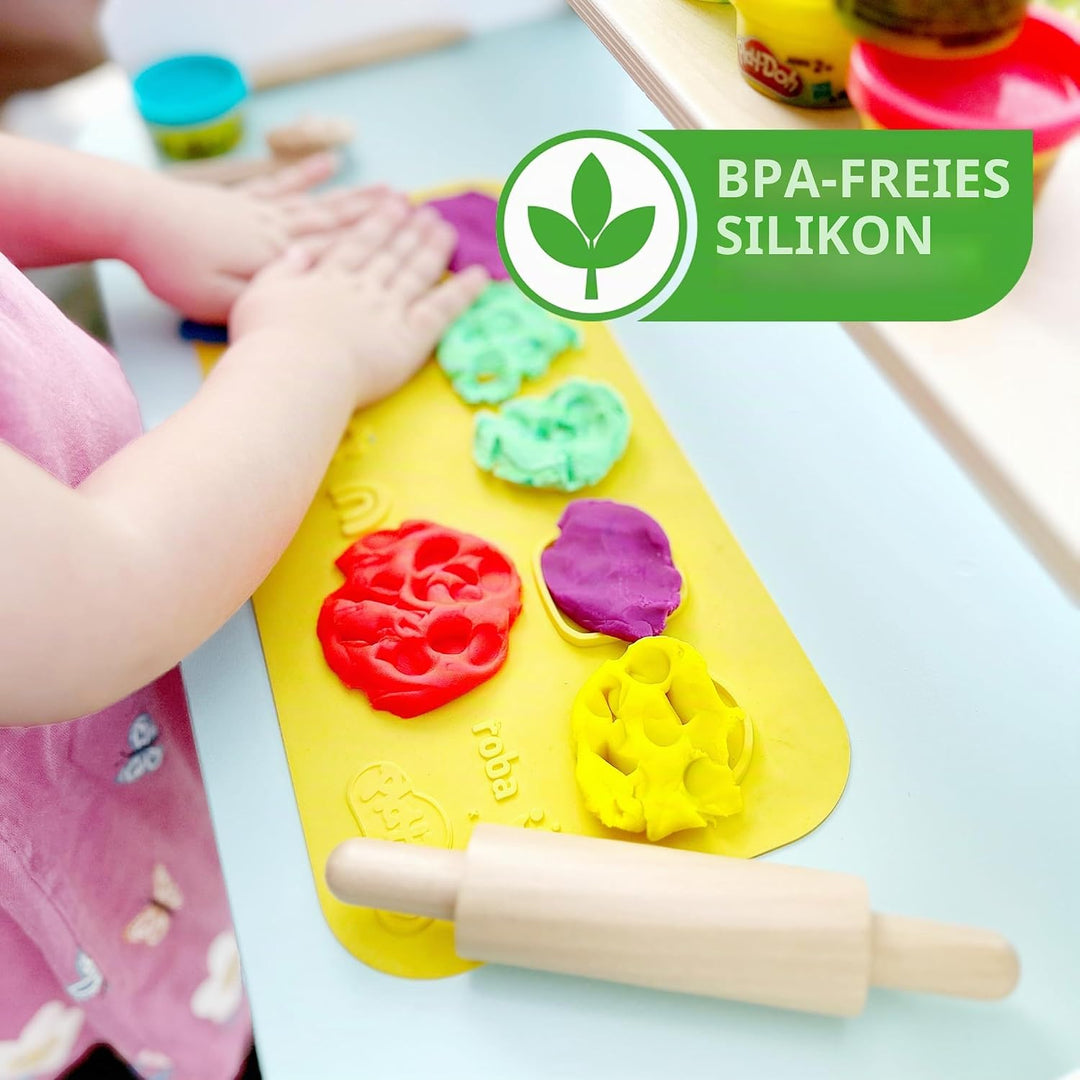 roba x Play-Doh Kompaktes Spielset - FSC-Holzwerkzeuge, 6 Knetdosen &amp; Schürze - Nachhaltiges, spielf