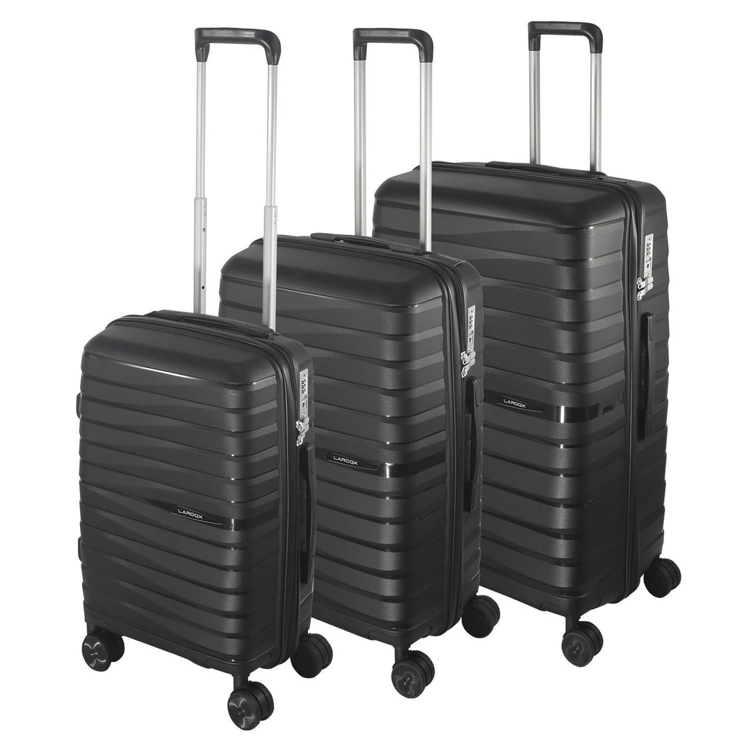Hartschalen Kofferset 3-teilig, Schwarz | Polypropylen, 55/66/74 CM (43L/65L/110L), TSA Zahlenschlos