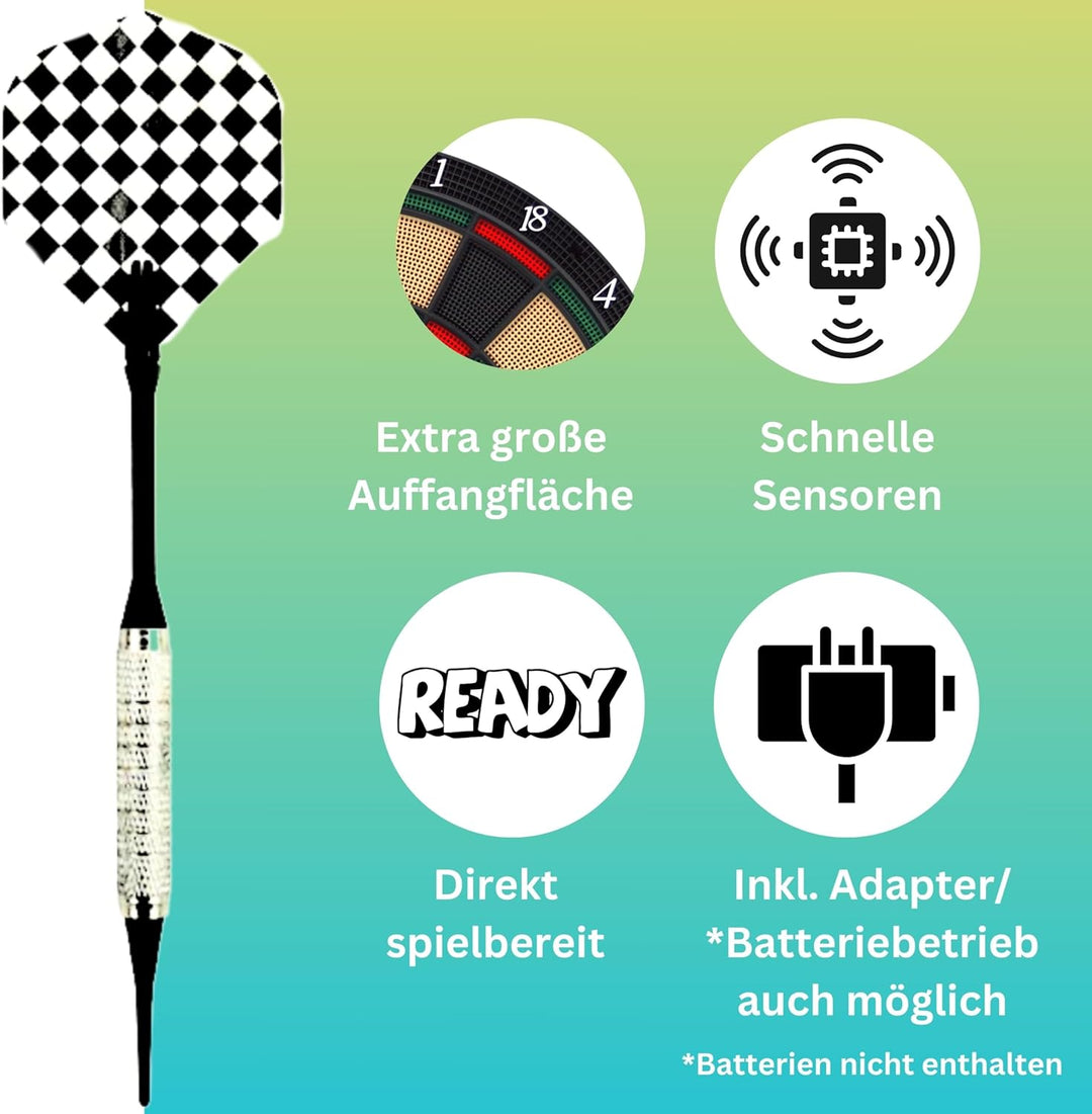 Best Sporting Dartscheibe elektronisch Chester 2 I elektronische Dartscheibe mit LCD-Anzeige I E-Dar