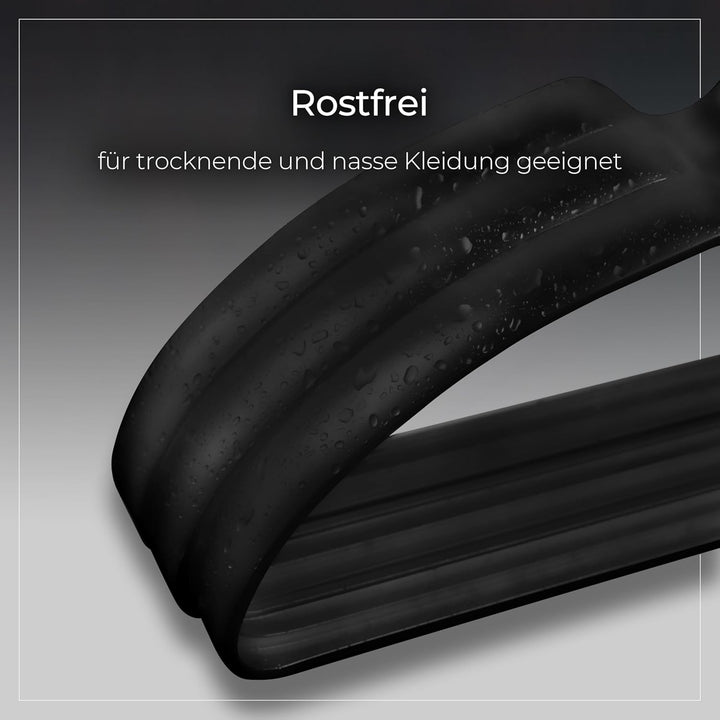 Parusia Kleiderbügel Metall schwarz, 42cm breit, 1cm stark, rostfrei, formstabil, zur platzsparenden