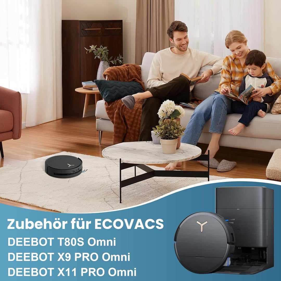 17 Stück Zubehör für ECOVACS DEEBOT X9 PRO Omni / X11 PRO Omni / T80S Omni Saugroboter, 4 Staubbeute