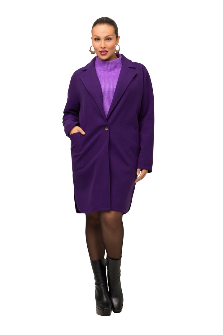 Ulla Popken Damen Sweatmantel mit Schlitzen Sweatjacken 46-48 Tiefes Violett, 46-48 Tiefes Violett