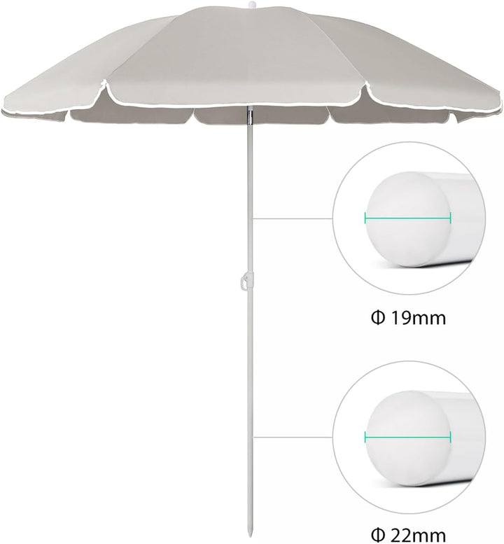 Sekey 160 cm Sonnenschirm Strand mit Schutzhülle für Balkon Garten & Terrasse Neigungswinkel und Höh