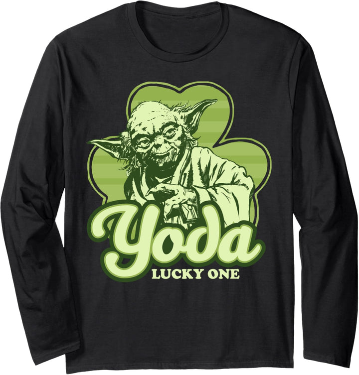 Star Wars Yoda Lucky One Clover St Patrick's Day Langarmshirt