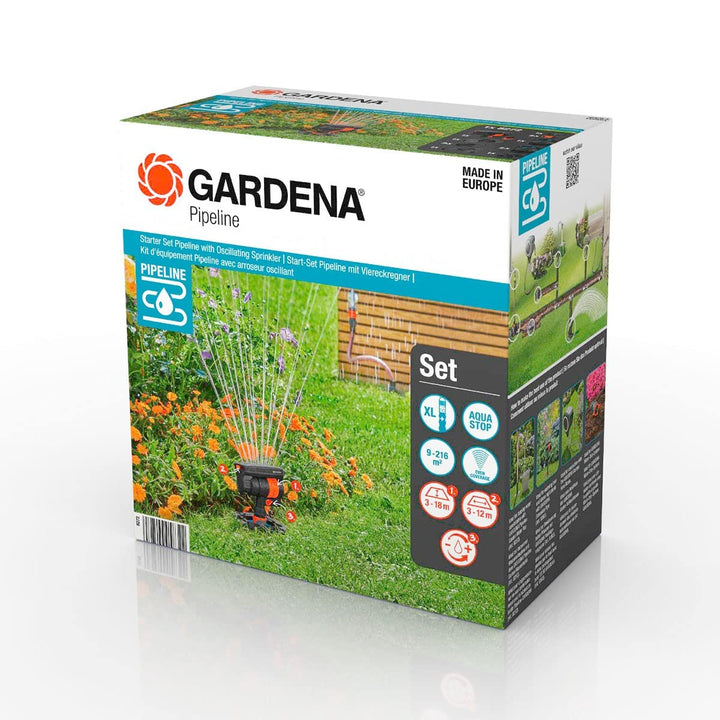 Gardena Sprinklersystem Start-Set Pipeline mit Viereckregner: Komplettset für den Einstieg in das Pi