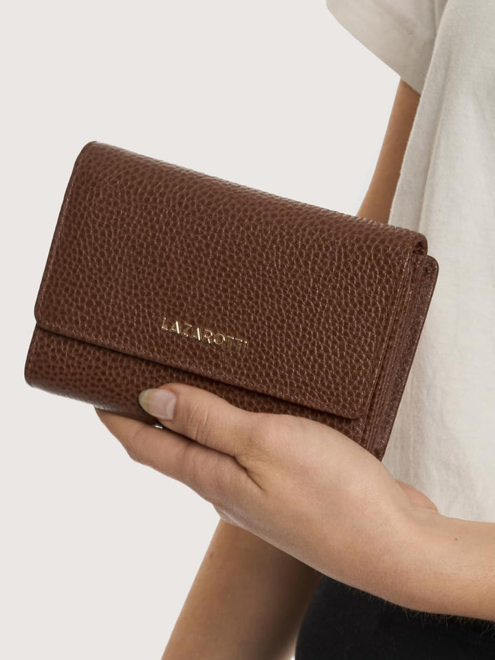 Lazarotti Bologna XL Leder Damen-Geldbörse | grosses Reissverschlussfach, 15 Kartenfächer, RFID-Schu