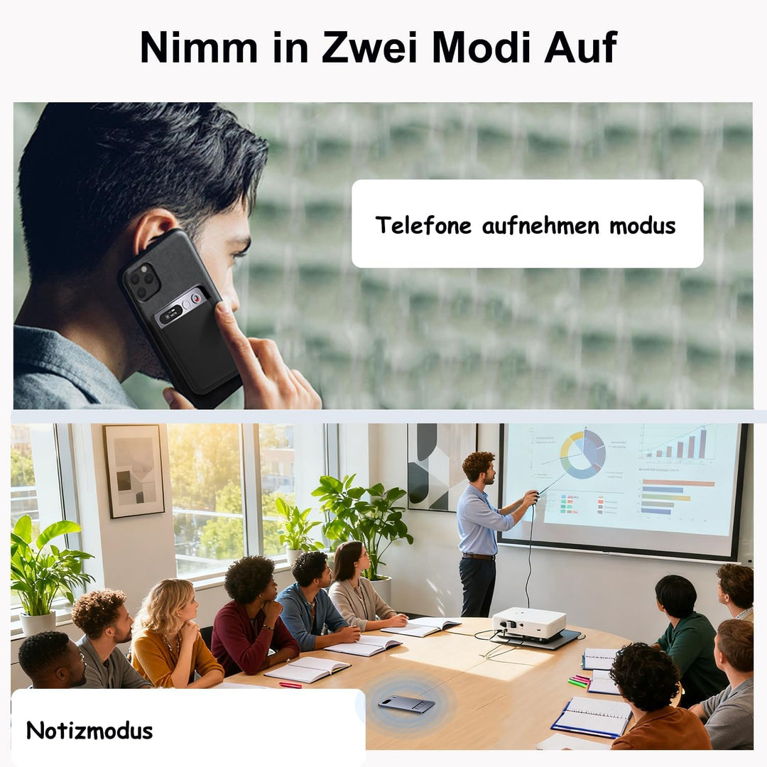KI Digitales Diktiergerät Aufnahmegerät mit KI Transkription, Mindmap und Zusammenfassen Magnetisch