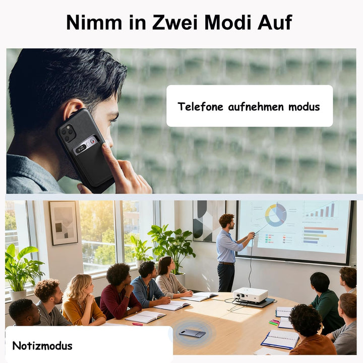 KI Digitales Diktiergerät Aufnahmegerät mit KI Transkription, Mindmap und Zusammenfassen Magnetisch