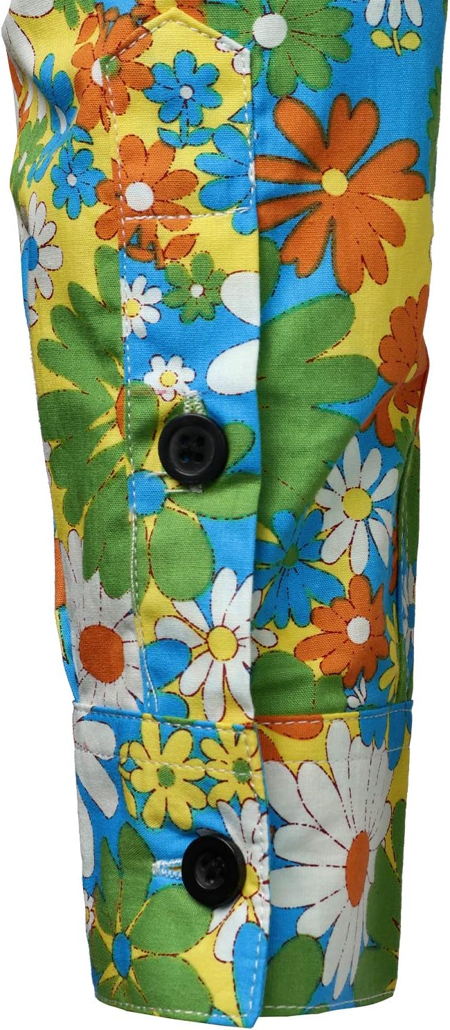 JOGAL Herren Regular Fit Floral Business Hemd Langarm Button Down Print Freizeithemd S Gelb Gänseblü