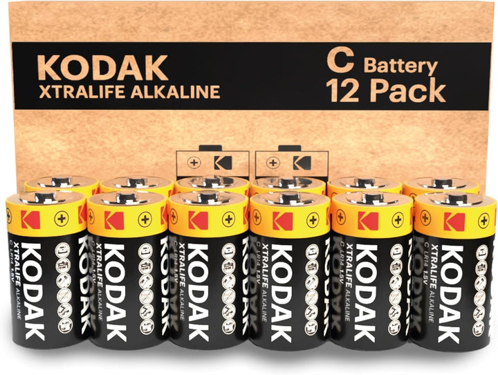 Kodak | Typ C Batterien | C Zellen LR14 Batterie | 12 Stück | Alkalibatterie | 1,5 V