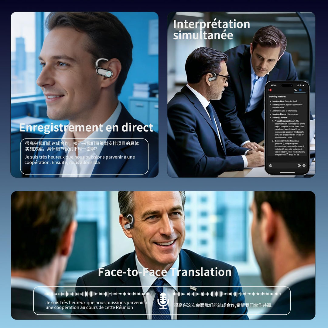 AI In-Ear-Kopfhörer mit Sofortwirkung, 80 Stunden Bluetooth 6.1, kabellos, Open Ear mit 198 Sprachen