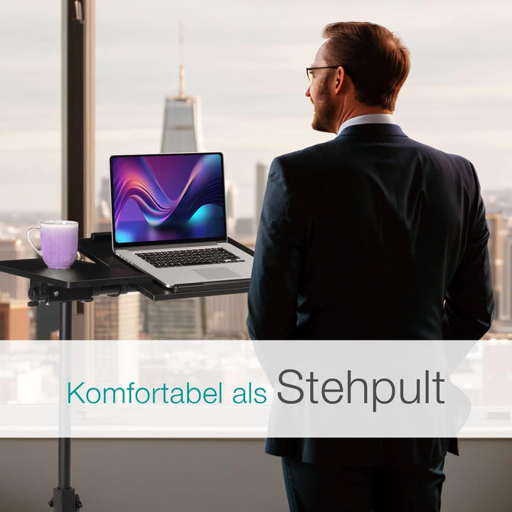 maxVitalis mobiler Betttisch auf Rollen, Beistelltisch höhenverstellbar/breitenverstellbar, Tischpla