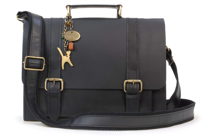 Catwalk Collection Handbags - Damen Leder Messenger Tasche - Arbeitstasche Mittelgross - Aktentasche