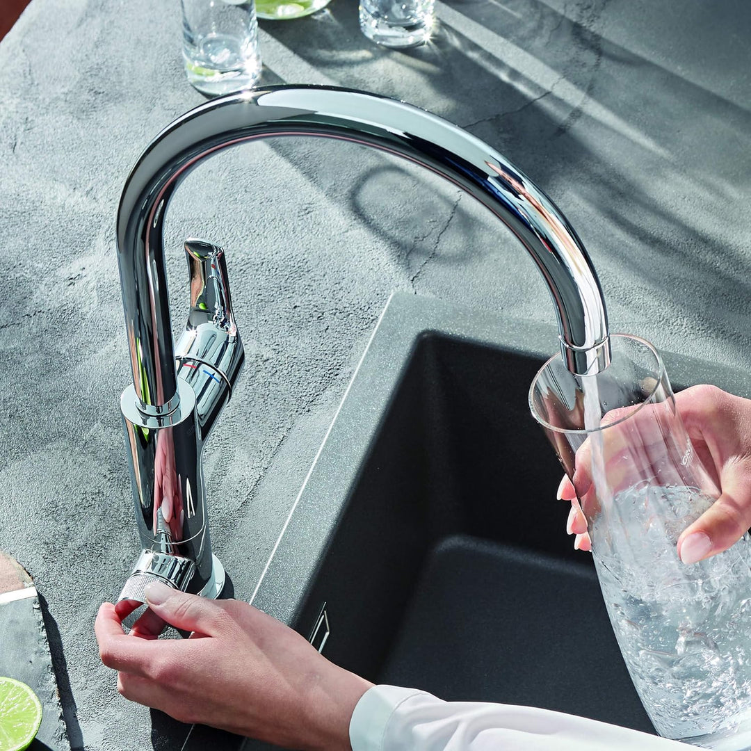 GROHE Blue Pure Eurosmart - Starter Kit (C-Auslauf, Schwenkbereich 150°, Aktivkohlefilter für perfek