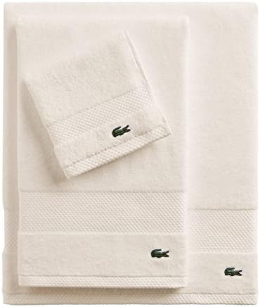 Lacoste Heritage Supima Badetuch, Baumwolle, Kreide, 88,9 x 177,8 cm, Kreide